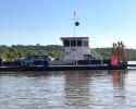 passenger roro ferry between river banks